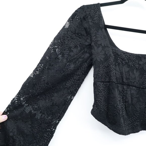 Altar'd State Boho Top Women XS Black Witchy Gypsy Whimsigoth Milkmaid Romantic - Picture 5 of 16